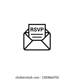 RSVP icon envelope date stamp vector invitation. rsvp message envelope.