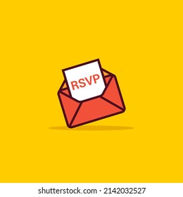 RSVP icon envelope date stamp vector invitation. rsvp message envelope