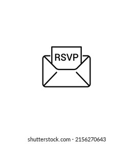 RSVP icon envelope date stamp vector invitation. rsvp message envelope