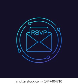 RSVP icon, linear style vector