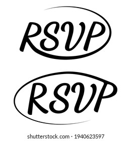 RSVP icon wedding vector invitation card template. Isolated RSVP elegant modern calligraphy with swirls