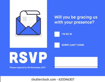 RSVP Layout Design with Response Text Box Template. Vector illustration.