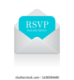 RSVP letter in envelope vector icon isolated on white background