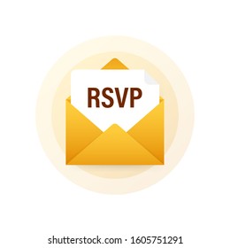 RSVP mail icon. Please respond to mail linear sign. Vector stock illustration.