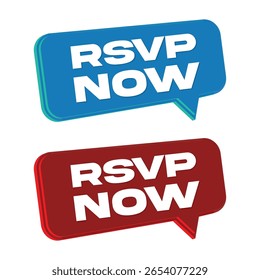 RSVP Now Speech Bubble Icon Set – Event Invitation Reminder Vector Design