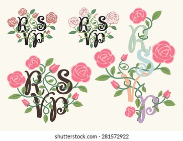 RSVP typography and flower element for wedding decoration card