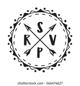 RSVP Wedding Badge/Label Design Invitation sign with arrows