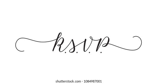 RSVP wedding vector card template. Isolated elegant modern calligraphy with swashes on white background. Great for wedding invitations, postcards.