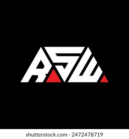 Diseño de logotipo de letra de triángulo RSW con forma de triángulo. Monograma de diseño de logotipo de triángulo RSW. Plantilla con logo en Vector de triángulo RSW en color rojo. Logo triangular RSW Diseño sencillo, elegante y lujoso.