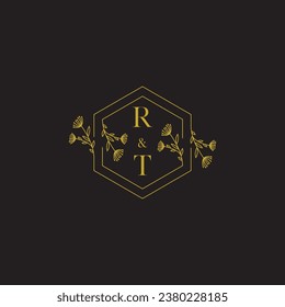 RT elegant wedding initial logo in high quality professional design that will print well across any print media
