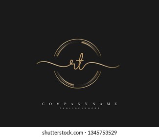 RT initial handwriting logo template vector