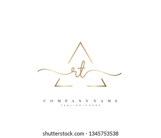 RT initial handwriting logo template vector