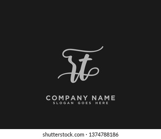 RT Initial Handwriting Logo Vector