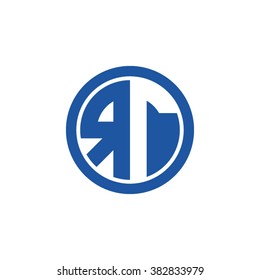 RT initial letters circle business logo blue