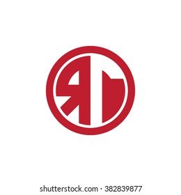 RT initial letters circle business logo red