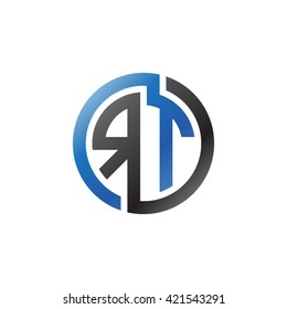 RT initial letters looping linked circle logo blue black