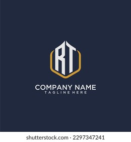 RT logo de construction monographique initial de l'immobilier avec création de style polygone