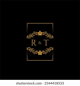 RT initial monogram decoration for wedding logo with creative square line
