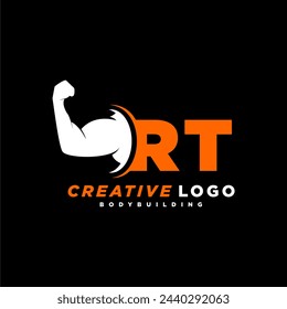 RT initial monogram for fitnes or gym logo with creative style design