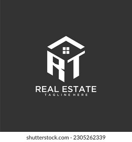 RT logo monogramme initial pour l'immobilier avec un design créatif en forme de polygone