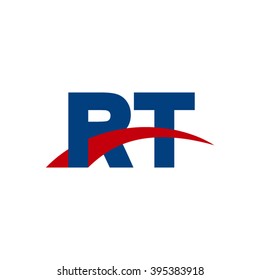RT initial overlapping swoosh letter logo blue red