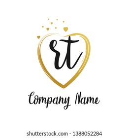 RT initial signature logo. handwriting logo template vector,