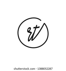 RT initial signature logo. handwriting logo template vector,