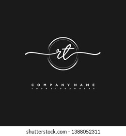 RT initial signature logo. handwriting logo template vector,