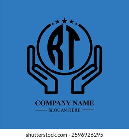 RT initials held within hands, symbolizing trust and protection. The circle represents unity, while stars highlight excellence and ambition.