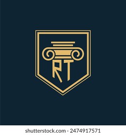 RT Initials Law Firm Logo Lawyer logo with creative law element