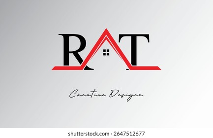 RT Letter House Logo – Creative Real Estate Monogram with Roof Icon and Home Shape for Property, Architecture and Modern Branding

