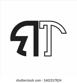 RT Letter logo monogram with oval shape negative space design template white background