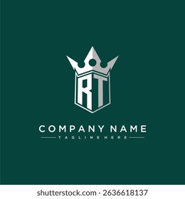 RT letter monogram initial logo for shield and crown design