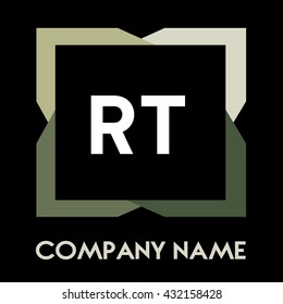 RT letters business logo creative  icon design template elements in abstract background logo, design identity in square with four colors, modern alphabet letters
