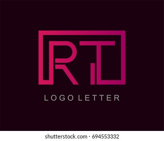 RT Logo letter design vector with box