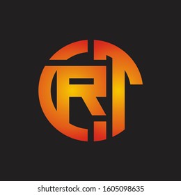 RT Logo monogram with cutting line style isolated on colors