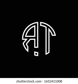 RT monogram logo circle ribbon style outline design template