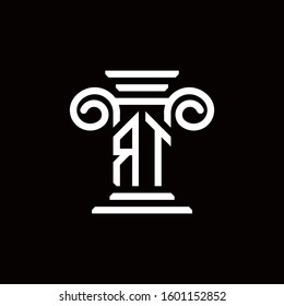 RT monogram logo with pillar style design template