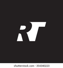 RT negative space letter logo black background