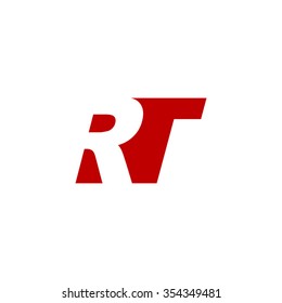 RT negative space letter logo red