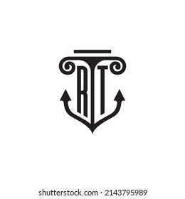 RT pillar and anchor combination concept logo in high quality design