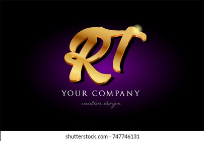 rt  r t alphabet combination letter logo in gold golden 3d metal beautiful typography suitable for banner brochure design