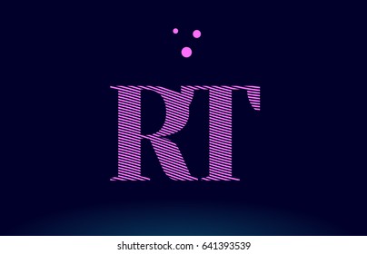 rt r t alphabet letter logo pink line stripes magenta purple blue font creative text dots company vector icon design template