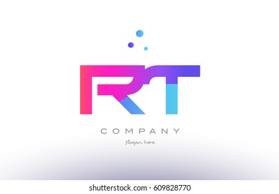 rt r t  creative pink purple blue modern dots creative alphabet gradient company letter logo design vector icon template
