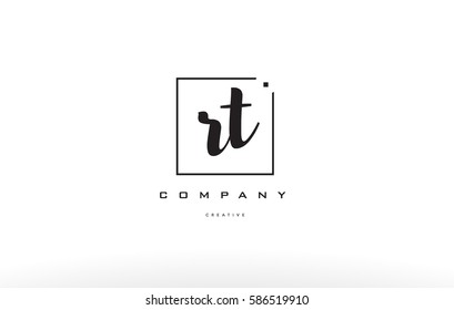 rt r t hand writing written black white alphabet company letter logo square background small lowercase design creative vector icon template 