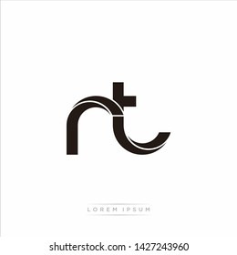 rt r t Initial Letter Split Lowercase Modern Monogram linked outline rounded logo