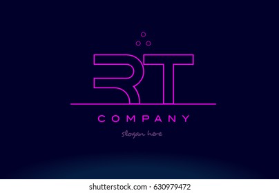 rt r t letter alphabet text pink purple dots contour line creative company logo vector icon design template