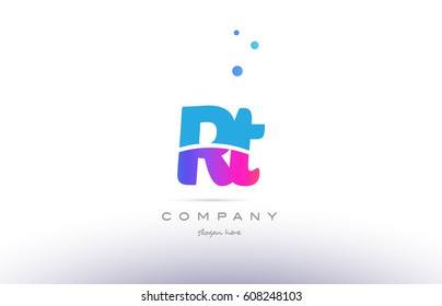 rt r t  pink purple blue white uppercase lowercase modern creative alphabet gradient company letter logo design vector icon template