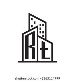 RT real estate logo with building style , real estate Logo Stock 