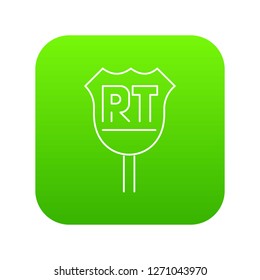 RT sign icon green vector isolated on white background